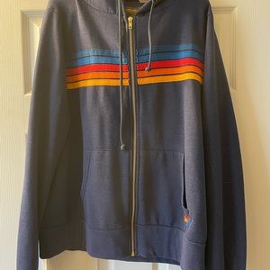 Aviator Nation Five Stripe Hoodie, Navy, L